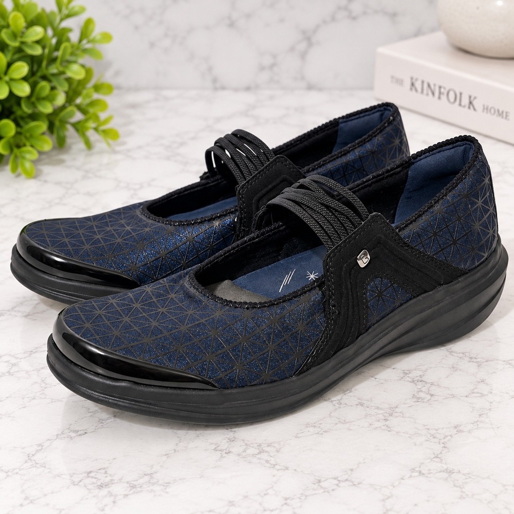 Bzees Candy Mary Jane Comfort Shimmer Geometric Slip On Shoes Womens 8.5 M